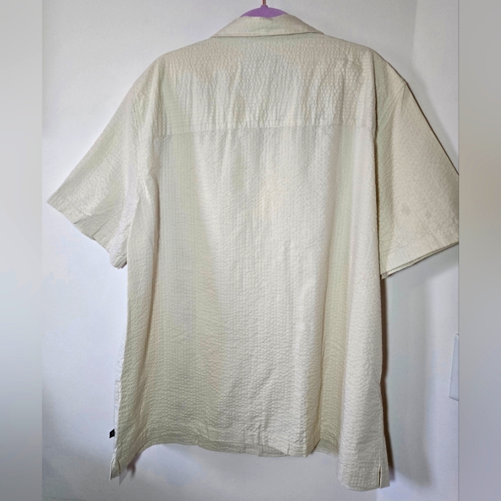 GAP Tan Seersucker Button Down Short Sleeve Shirt, Mens XXL, NWT - Picture 3 of 6
